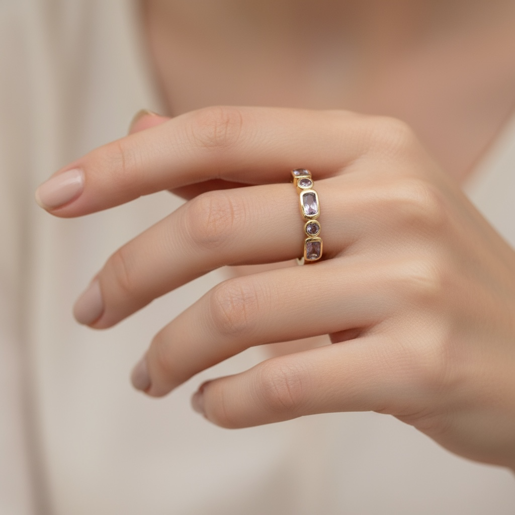 ANILLO AMATISTA BISEL