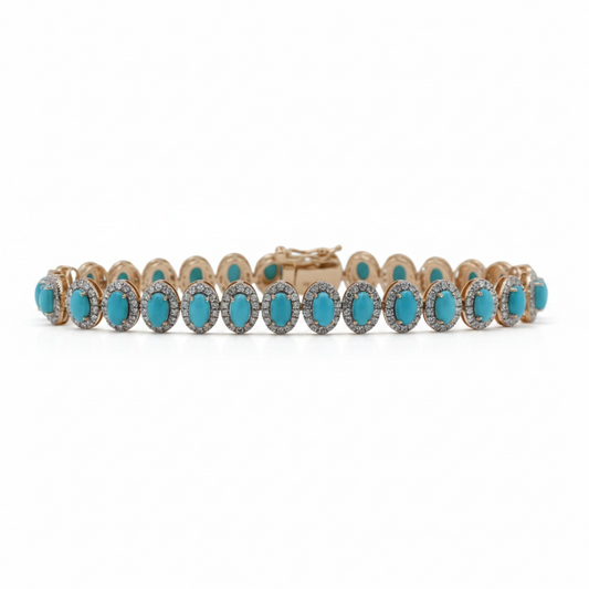 PULSERA TURQUESAS Y DIAMANTES
