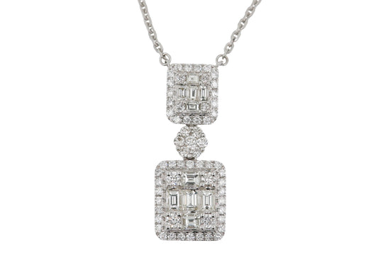 COLLAR DOBLE CUADRADO DIAMANTES