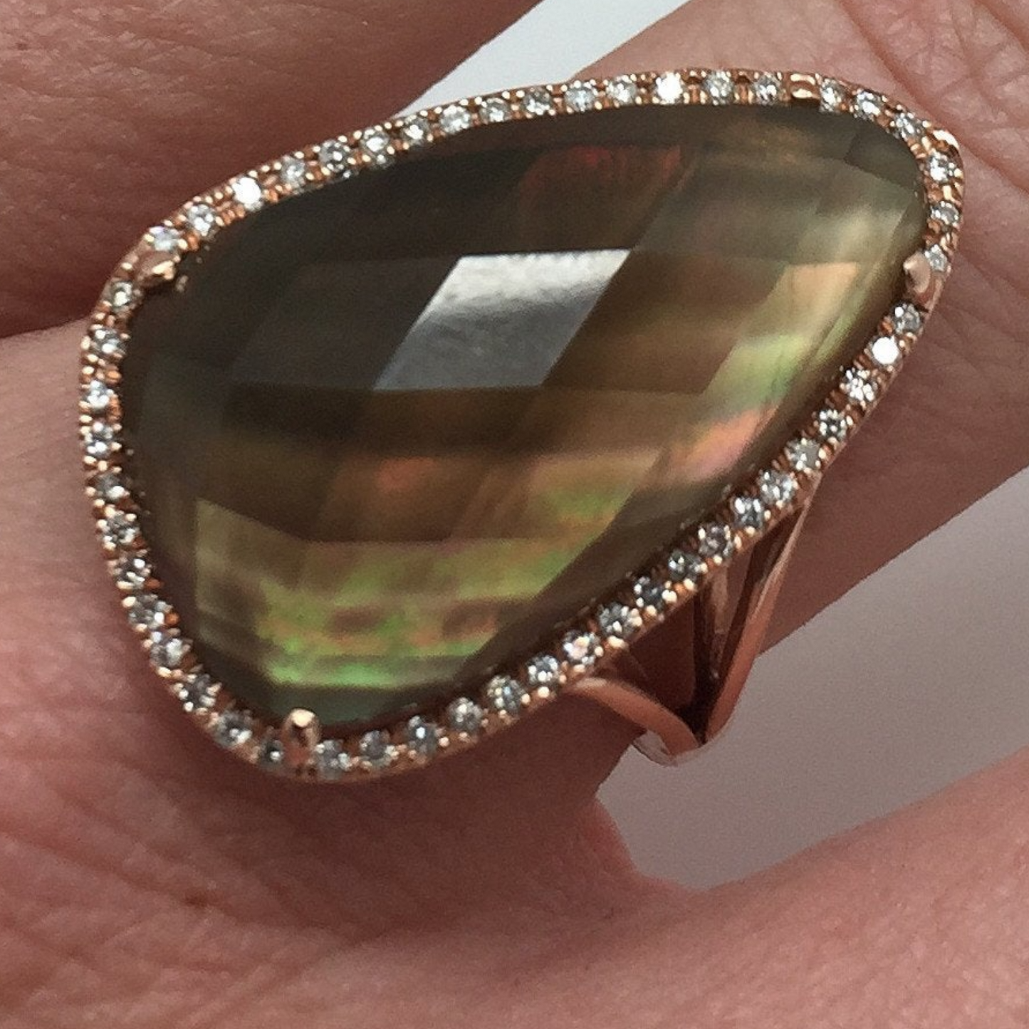 ANILLO GOTA LABRADORITA