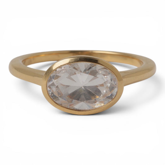 ANILLO OVAL BISEL LAB GROWN