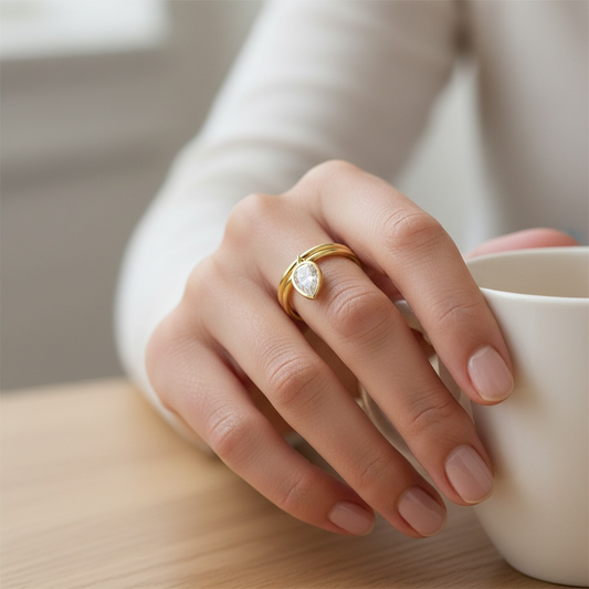 ANILLO GOTA COLGANTE ESMALTE LAB GROWN
