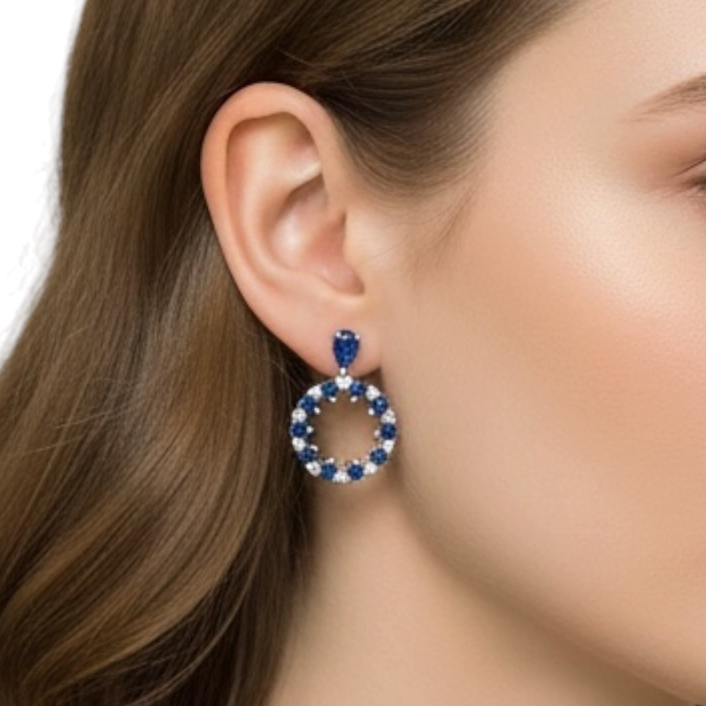 ARETES CIRCULO DOBLE ZAFIRO