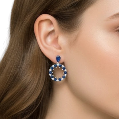 ARETES CIRCULO DOBLE ZAFIRO