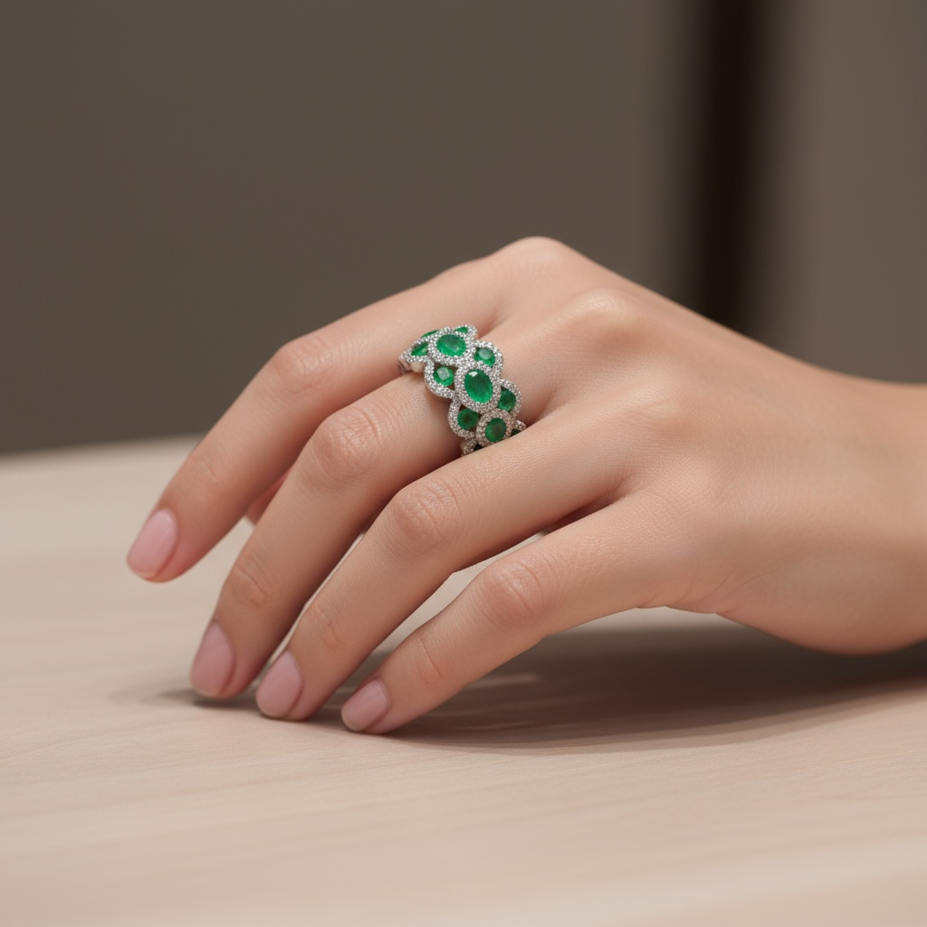 ANILLO ESMERALDAS Y DIAMANTES