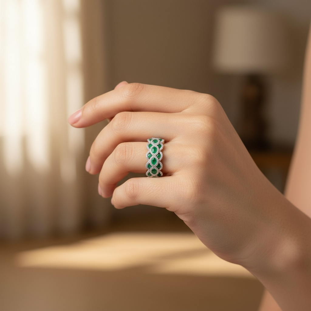 ANILLO ESMERALDAS Y DIAMANTES