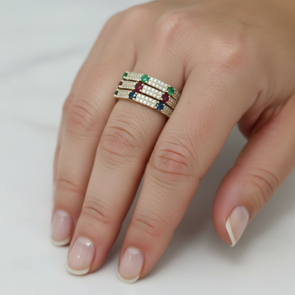 ANILLO DIAMANTES Y ESMERALDA