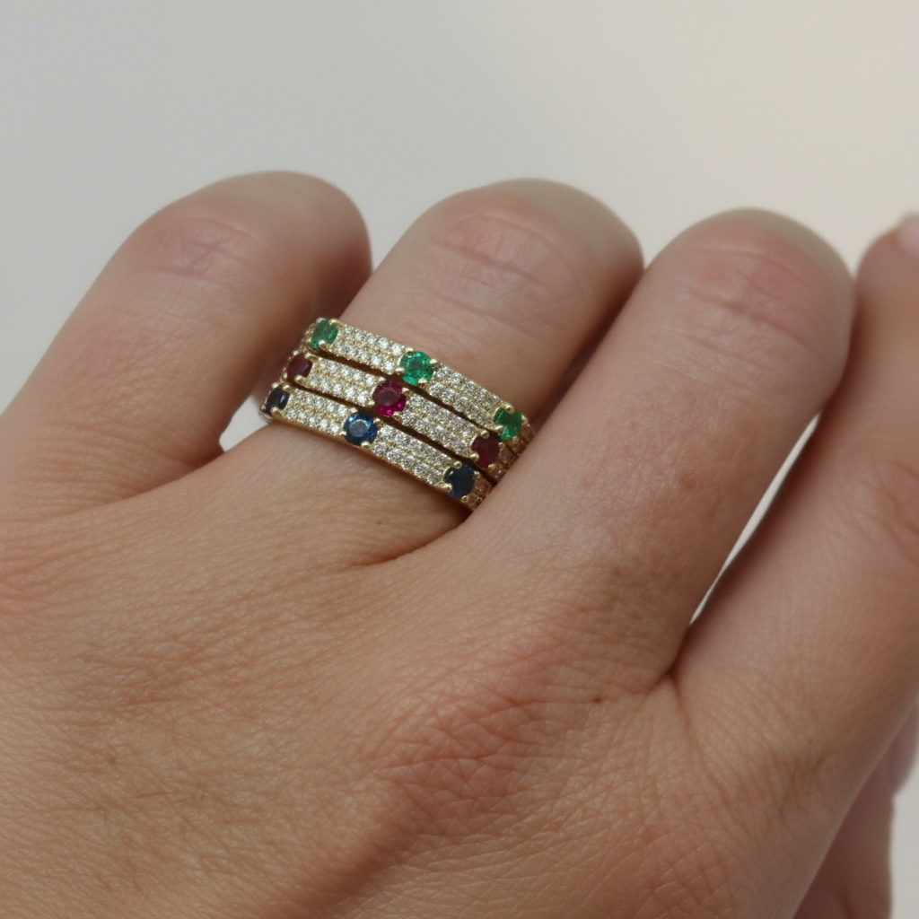 ANILLO DIAMANTES Y RUBI