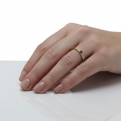 ANILLO DIAMANTES Y RUBI