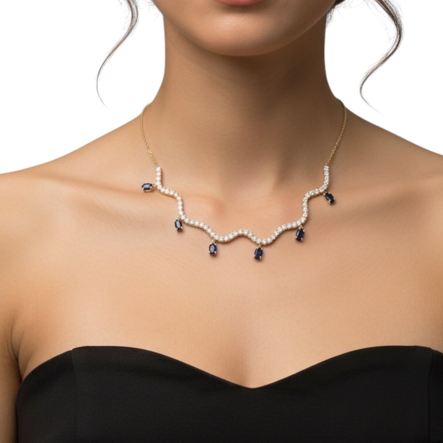 COLLAR WAVY ZAFIRO COLGANTES