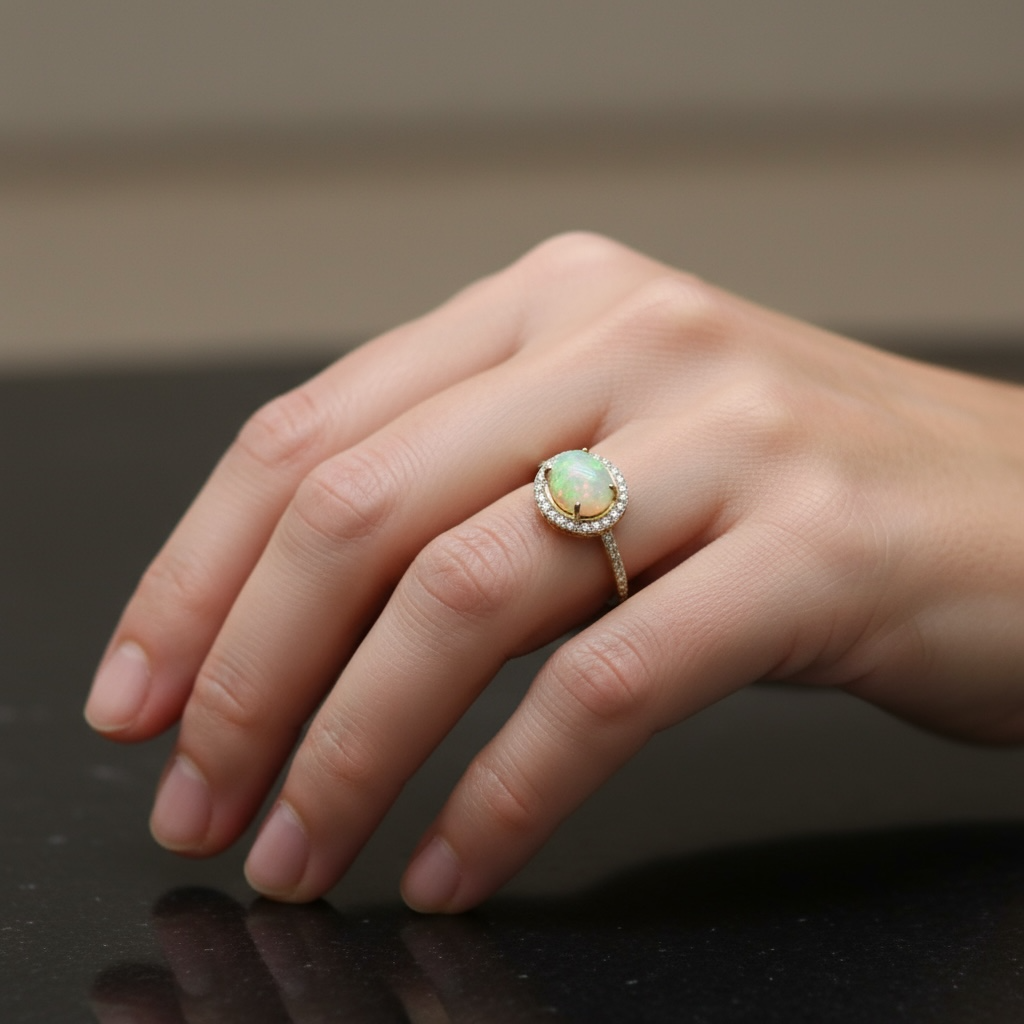 ANILLO OPALO Y DIAMANTES