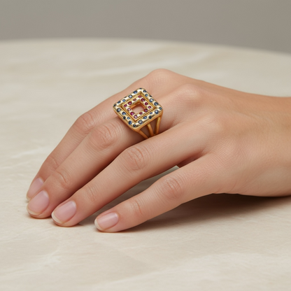 ANILLO MODERNO ZAFIRO CUADRADO