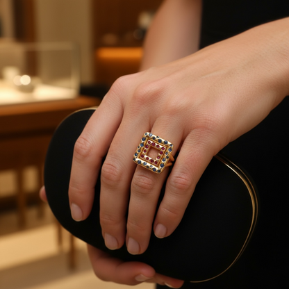 ANILLO MODERNO ZAFIRO CUADRADO