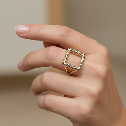 ANILLO MODERNO ZAFIRO CUADRADO