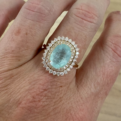 ANILLO PARAIBA OVAL DIAMANTES