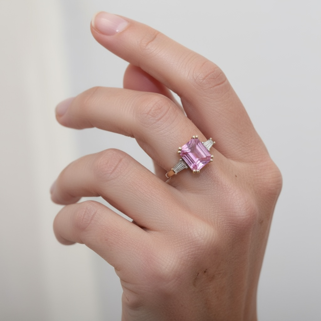 ANILLO ESPINELA Y TOPACIO BLANCO