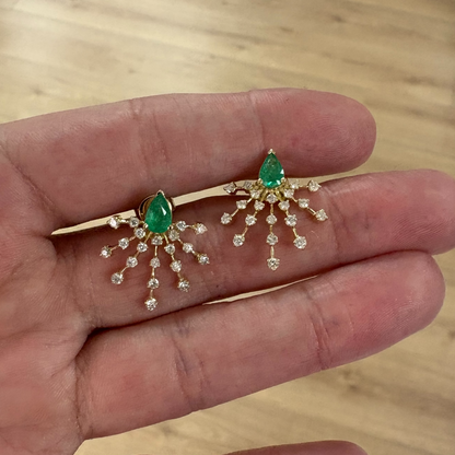 ARETES ESMERALDA Y DIAMANTES
