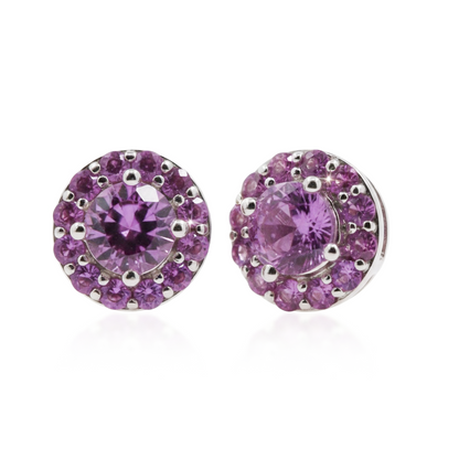 ARETES REDONODOS ZAFIRO ROSA