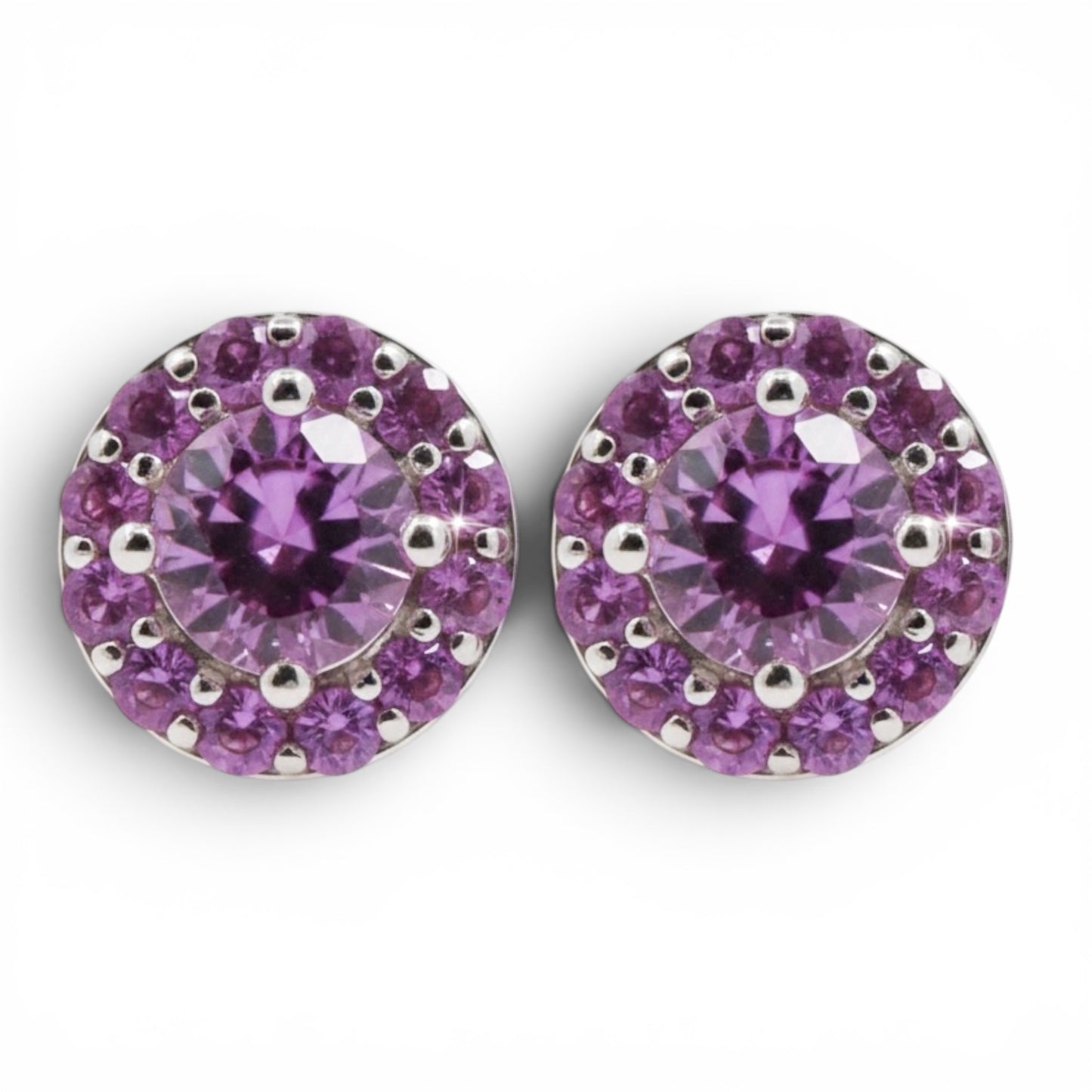 ARETES REDONODOS ZAFIRO ROSA