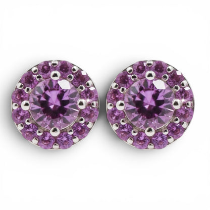 ARETES REDONODOS ZAFIRO ROSA