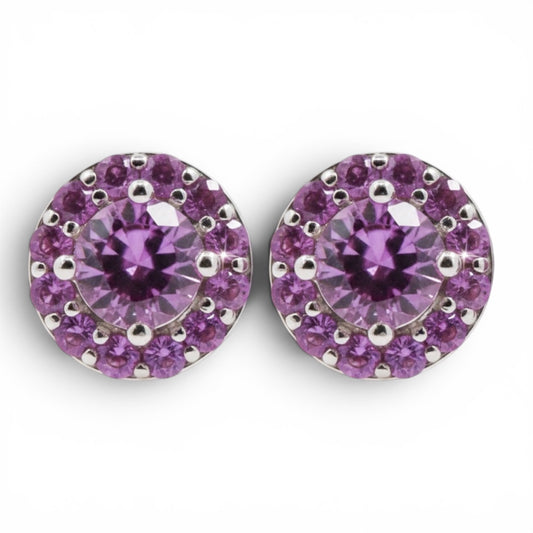ARETES REDONODOS ZAFIRO ROSA