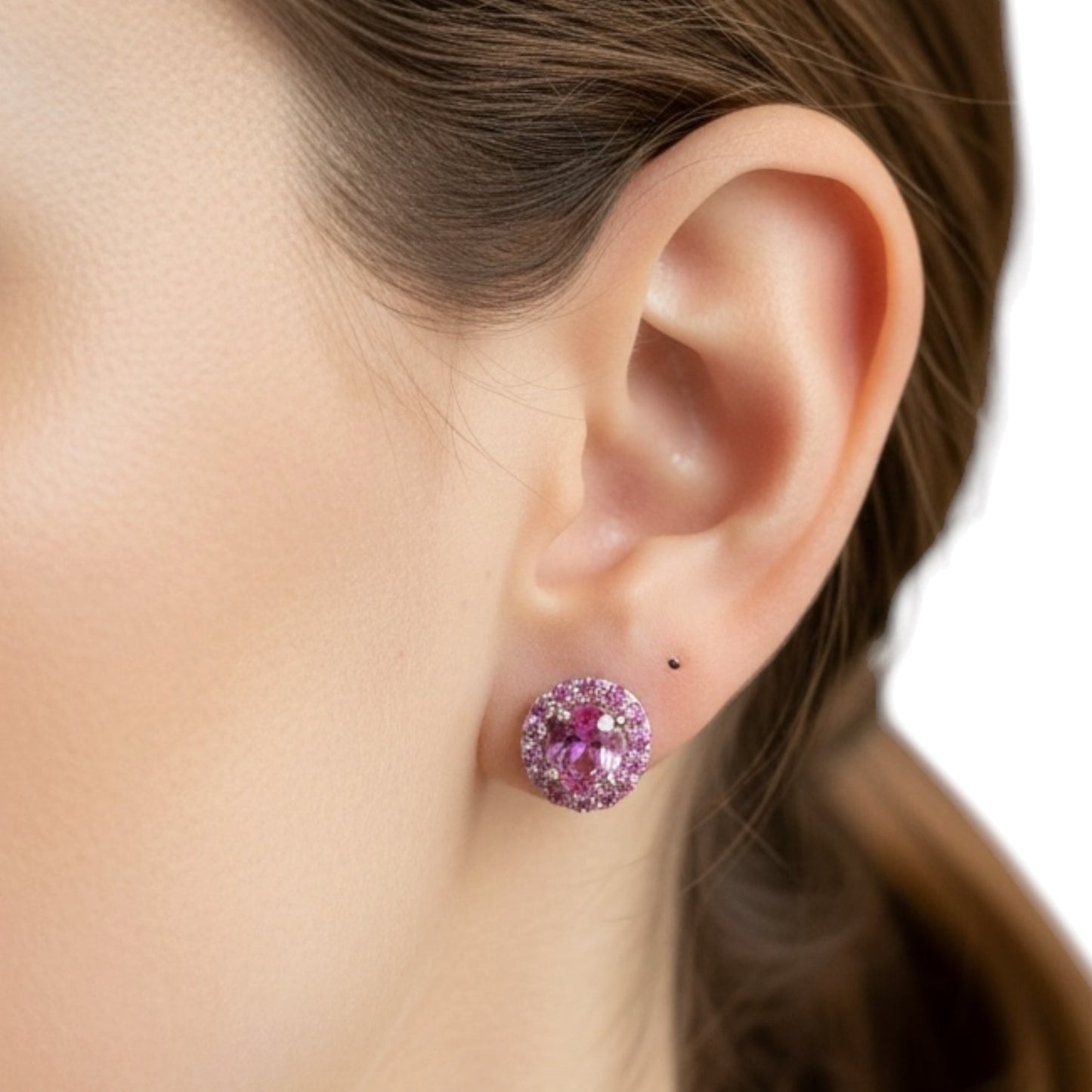ARETES REDONODOS ZAFIRO ROSA