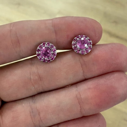 ARETES REDONODOS ZAFIRO ROSA