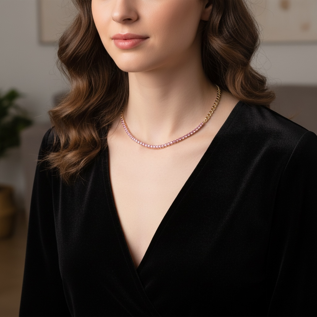 COLLAR TENNIS ZAFIRO ROSA