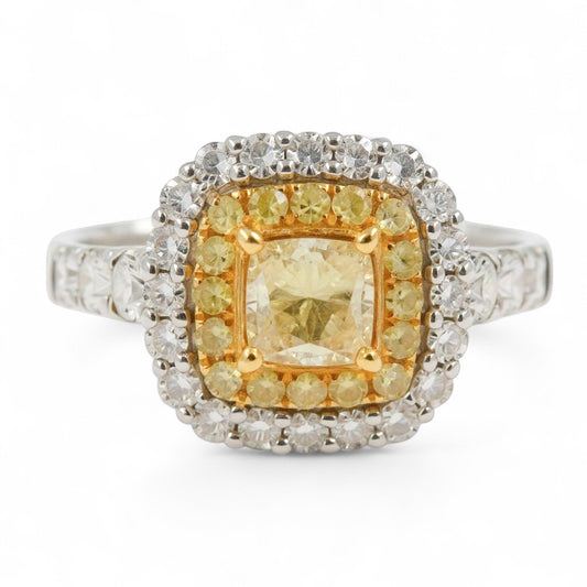 ANILLO CUADRADO DIAMANTES AMARILLOS