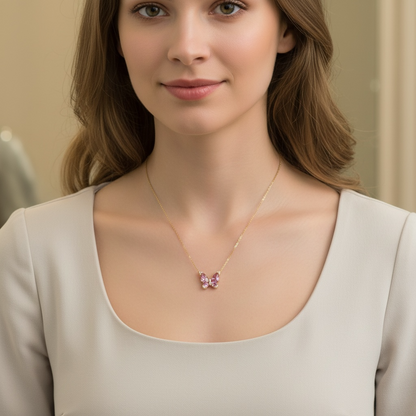 COLLAR MARIPOSA ZAFIRO ROSA