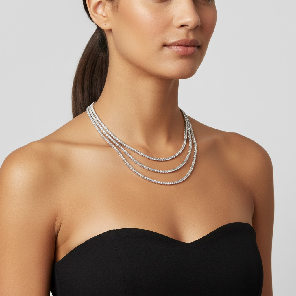 COLLAR DIAMANTES TRES HILOS