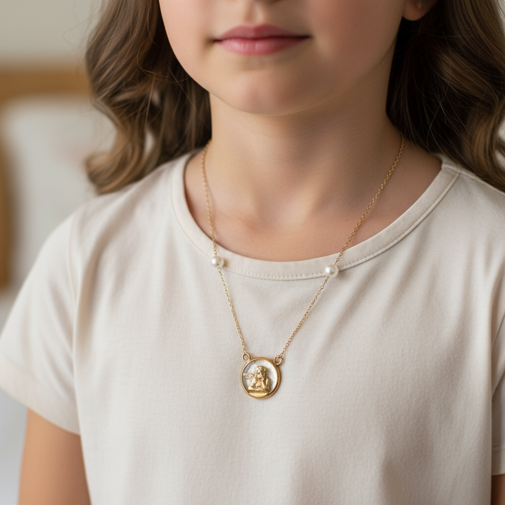 COLLAR ANGEL ORO CRISTAL O MADRE PERLA