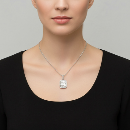 COLLAR RECTANGULO BAGUETTES Y DIAMANTES