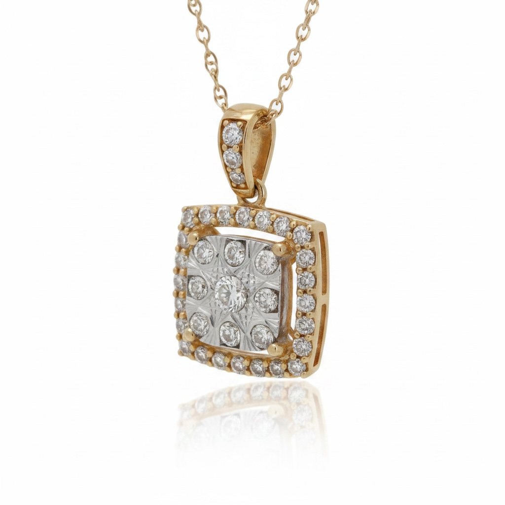 COLLAR CUADRADO DIAMANTES