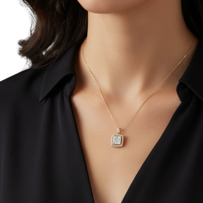 COLLAR CUADRADO DIAMANTES