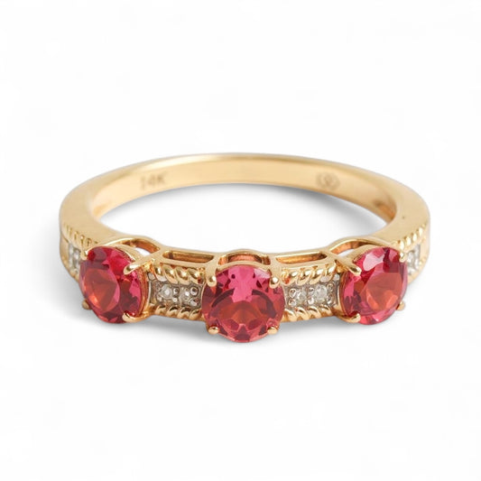 ANILLO TURMALINA ROSA Y DIAMANTES