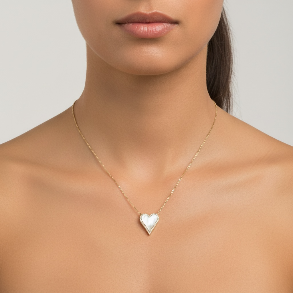 COLLAR CORAZON MADRE PERLA