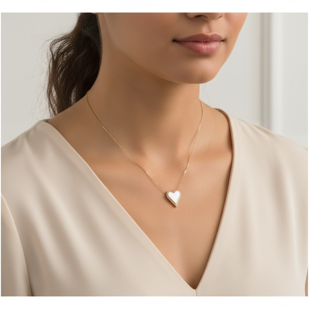 COLLAR CORAZON MADRE PERLA