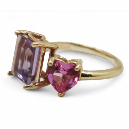 ANILLO TU Y YO AMATISTA Y ESPINELA