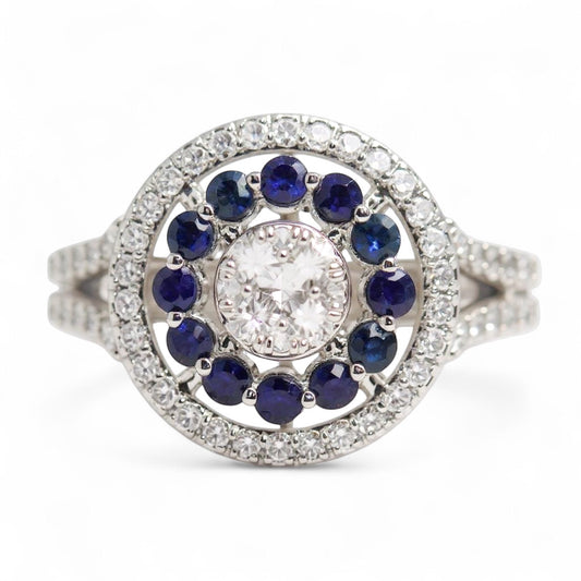 ANILLO REDONDO ZAFIRO Y DIAMANTES
