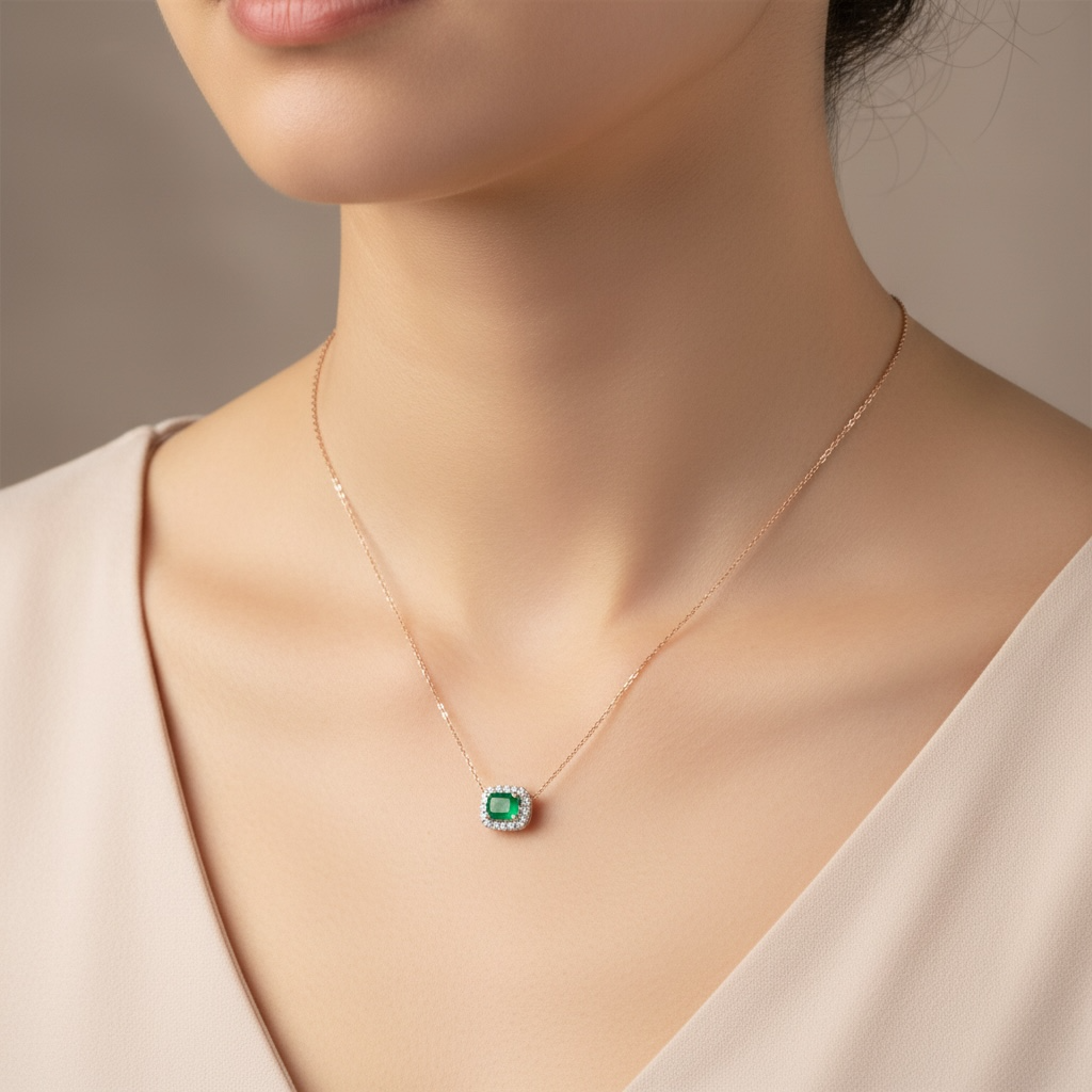 COLLAR ESMERALDA DIAMANTES