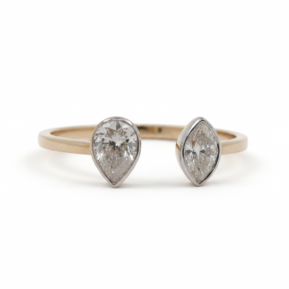 ANILLO ABIERTO DIAMANTES MARQUIS