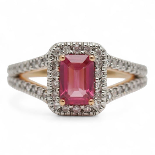 ANILLO RECTANGULAR TURMALINA ROSA