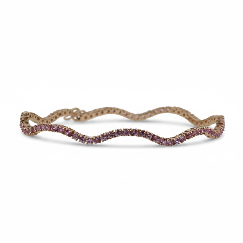 PULSERA WAVY ZAFIROS ROSAS