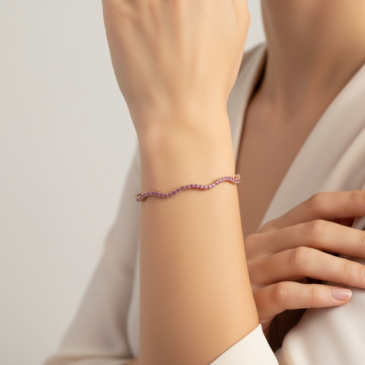 PULSERA WAVY ZAFIROS ROSAS