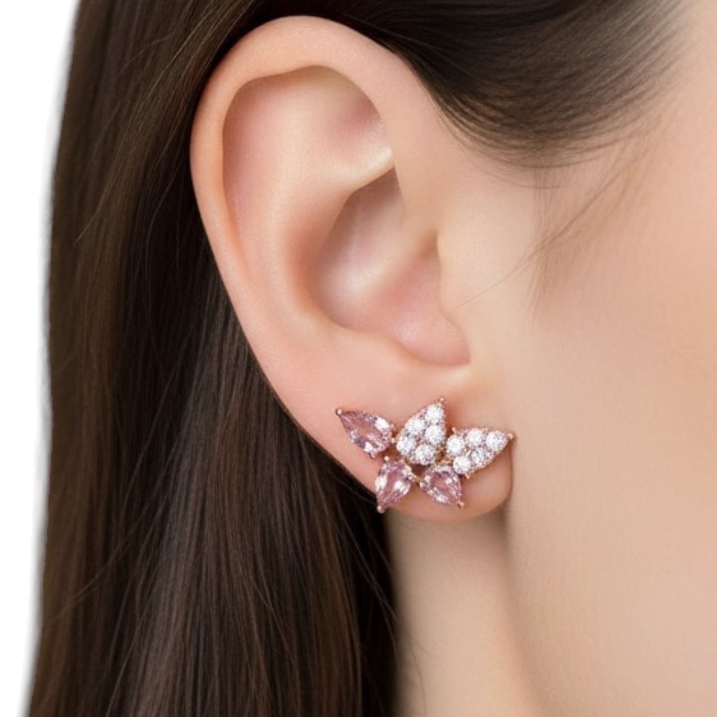 ARETES HOJAS ZAFIRO ROSA