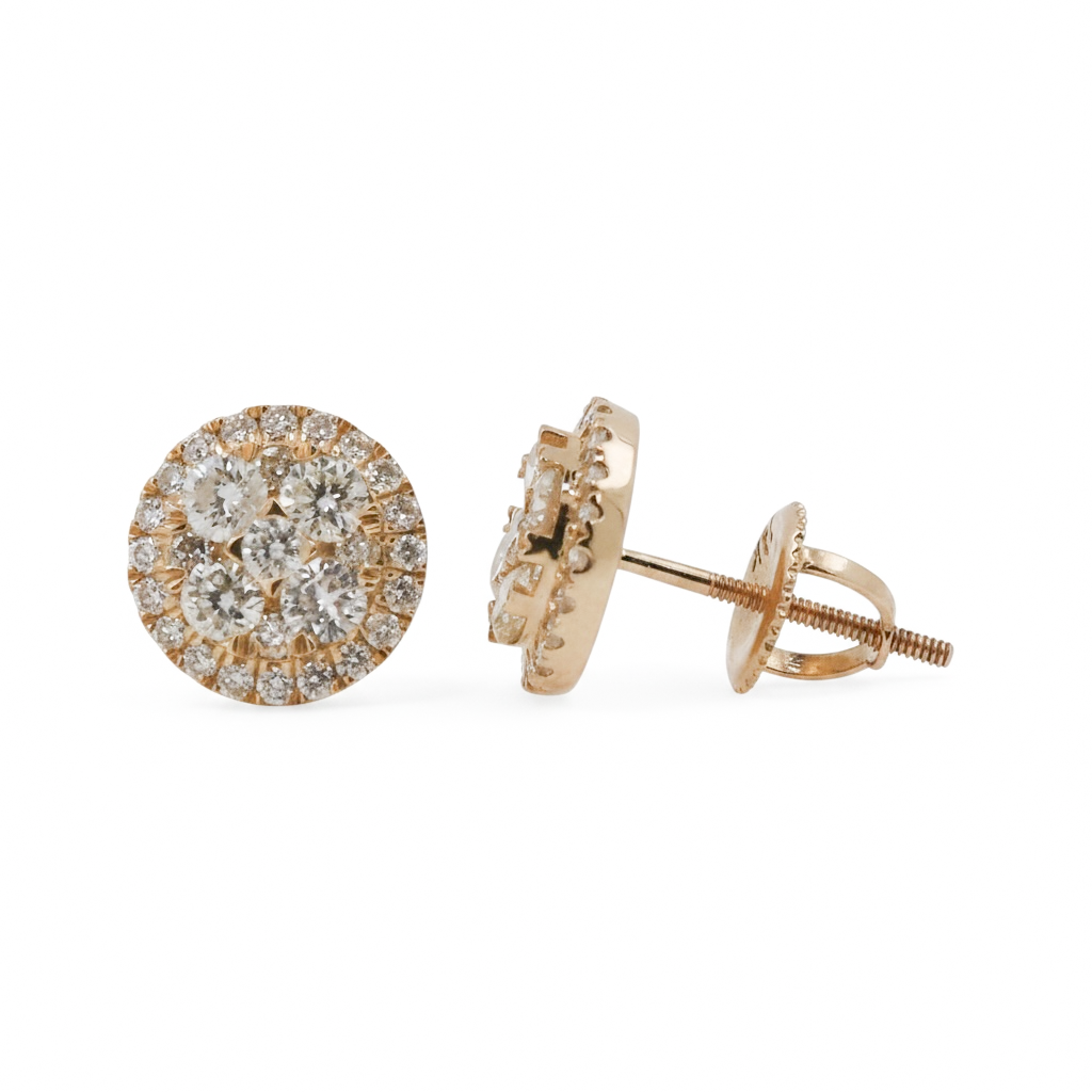 ARETES REDONODOS DIAMANTES