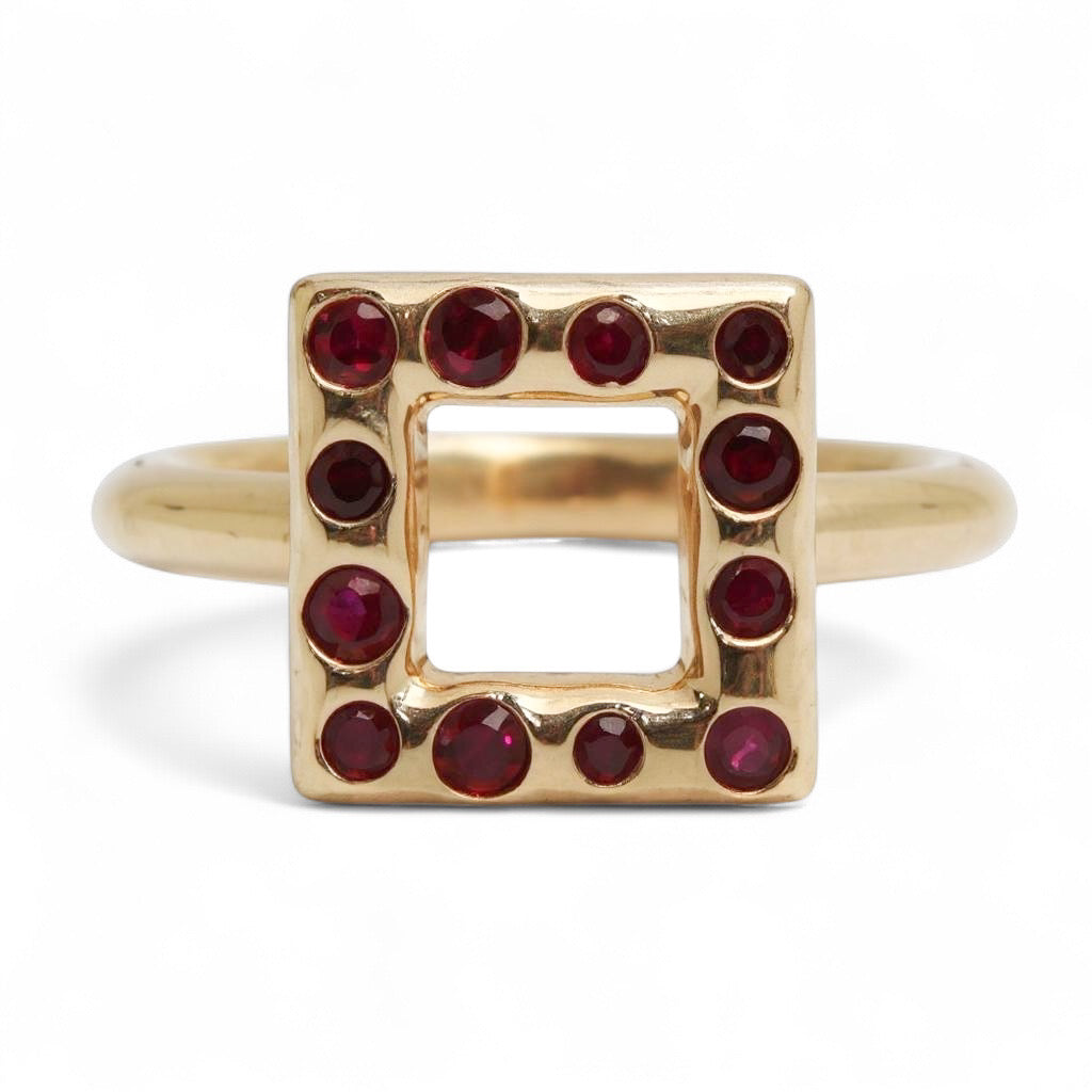 ANILLO MODERNO RUBI CUADRADO