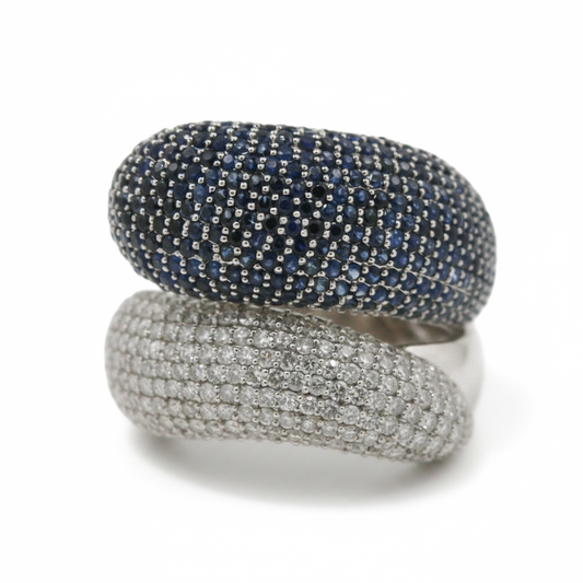 ANILLO DOBLE ZAFIRO PAVE
