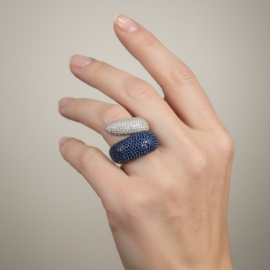 ANILLO DOBLE ZAFIRO PAVE